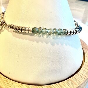 Faceted Green Tourmaline and Sterling beaded bracelet - FABULOUS